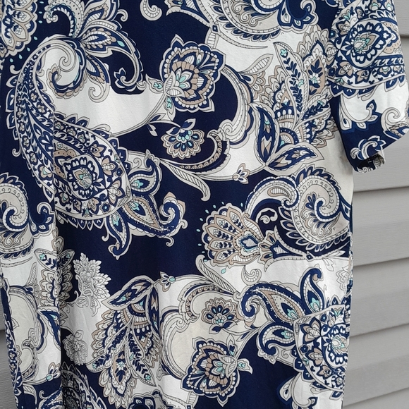 J. Jill Navy and Cream Paisley Blouse XS - Picture 4 of 6